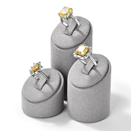 Oirlv Microfibre 3-Piece Ring Stand, Ring Organiser, Holder for Ring, Trade Show Display (Grey)