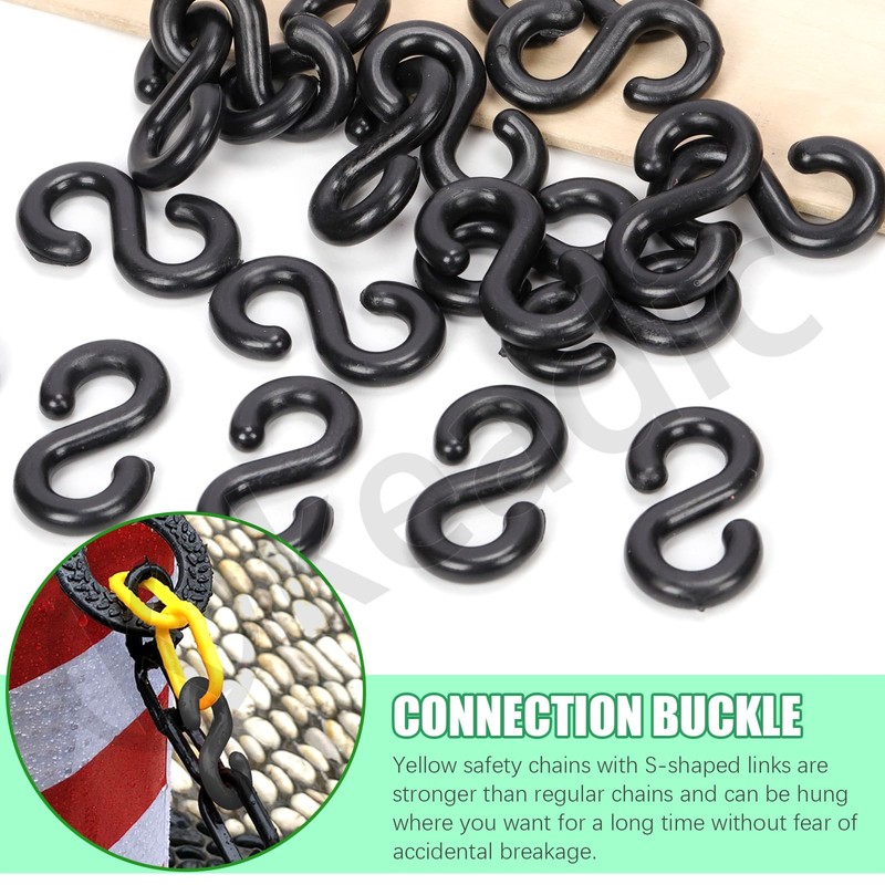 Keadic Black Plastic Barrier Chain, Plastic Chain Connectors with 20