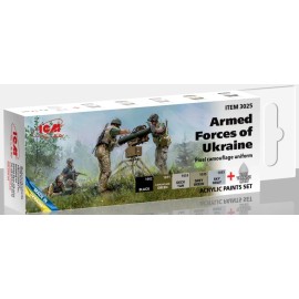 ICM Models Acrylic Paint Set for Armed Forces Ukrainian (5 Colors & Varnish, 12ml Bottles)