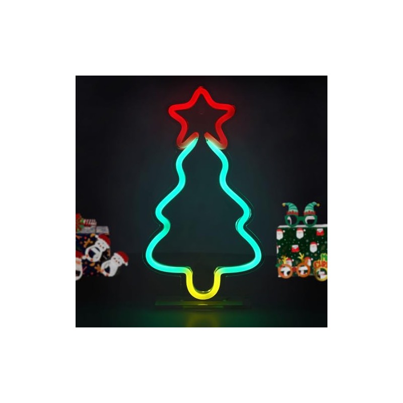 Legami - Neon Effect LED Light Up Sign Christmas Tree