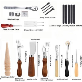 Leather Craft Kit Edge Beveler Stitching Tools Sewing Needles for Leather Repair