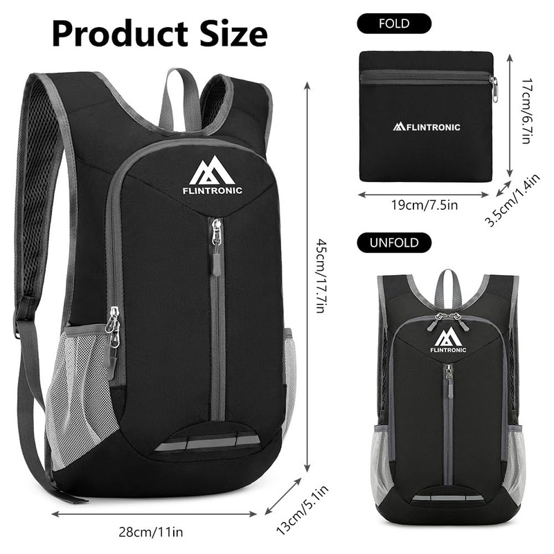 flintronic Foldable Backpack, 16L Small Hiking Backpack, Ultralight Hiking Backpack,