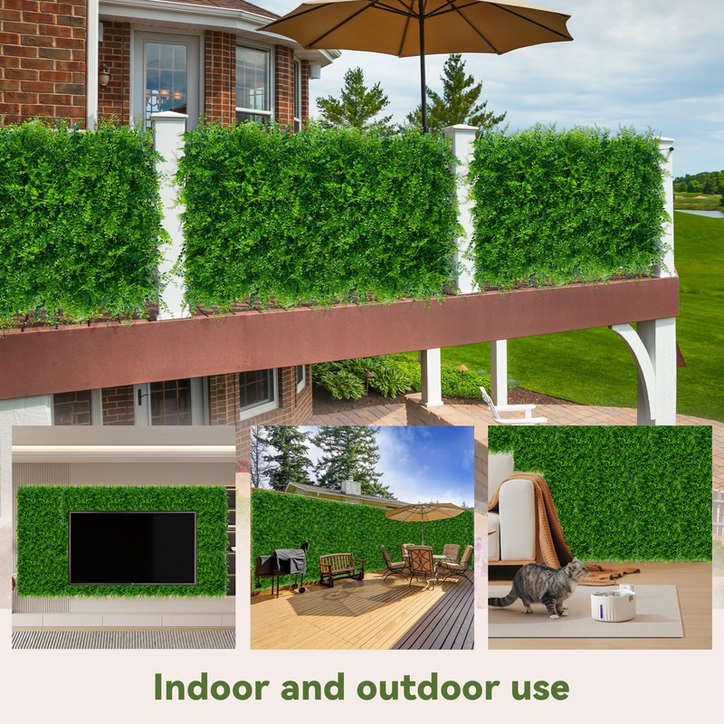 DOPGIB Greenery Faux Grass Wall Backdrop: 20"x20" (4P) UV-Anti Artificial