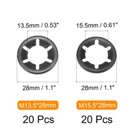 QUARKZMAN Set of 40 Internal Toothed Star Lock Washers Set M14 M16 Sliding Lock Washer Clamps Quick Release 304 Stainless Steel Pressure Nuts
