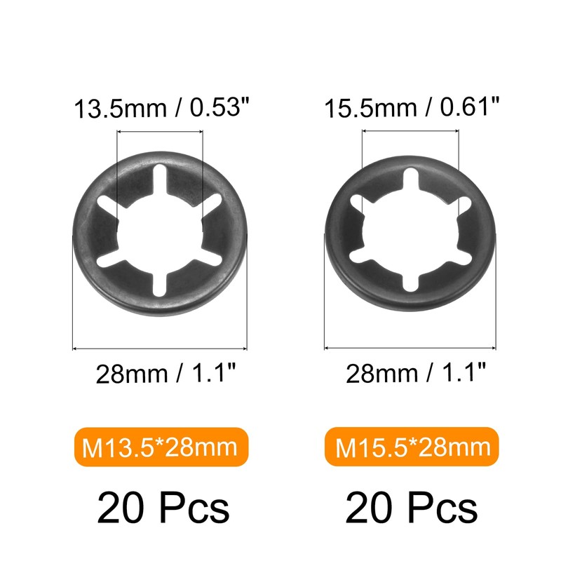 QUARKZMAN Set of 40 Internal Toothed Star Lock Washers Set