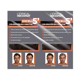 L'Oreal Paris, 2 Tintes De Cabello Para Hombres, Men Expert Excell 5 De Tono 3 Castaño Oscuro
