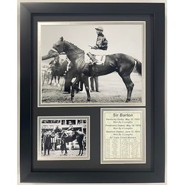 Championsip Racehorse Collectible Memorabilia | Triple Crown Racehorses | Framed Photo Collages | 12"x15" (Sir Barton)