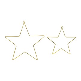 PartyDeco Star Decoration Metal for Hanging 20 cm / 28 cm Gold Set of 2 - Christmas Decoration Craft Accessories