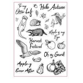 Arbuya Harvest Festival Autumn Clear Stamps for Card Making or Journaling,Pumpkin Hedgehog Owl Leaves Silicone Rubber Stamps for Scrapbooking journals Paper Crafts Decoration