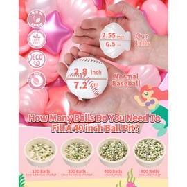 GOGOSO Ball Pit Balls with Star Heart Shell Shapes, Cute Plastic Toy Balls for Baby Toddlers Kids Birthday Party,Play Room, Pool Water Toys,100pcs Pearl Pink