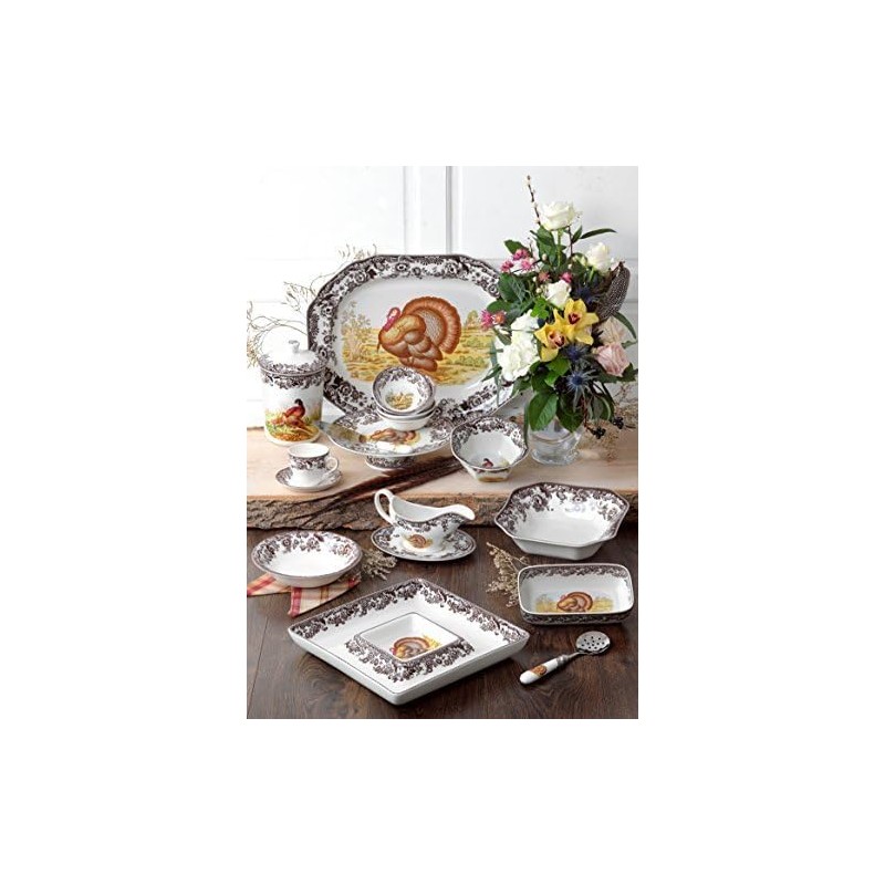 Spode Woodland Turkey Round Platter - 12" Fine Porcelain Serving