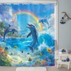 Accnicc Dolphin Shower Curtain Ocean Funny Rainbow Dolphins Shower Curtains