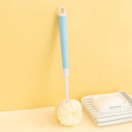 OWIIZI Back Scrub Brush for Shower,Retractable Double-Sided Long Handle Antiskid Bath Brush for Back Use Wet or Dry Deep Cleanse Back Loofah Bath Sponge with Handle