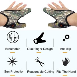 1 Pair Fishing Gloves Finger Protector for Thumb and Index Finger Protective Gloves Non-Slip Fishing Accessories for Outdoor Fishing (Camouflage)