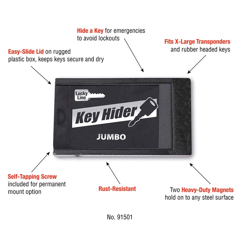 Lucky Line Jumbo Magnetic Key Hider, Case Holder for Larger