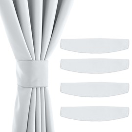PONY DANCE Pack of 4 Magnetic Tiebacks for Curtains, Opaque Curtains, Tiebacks, Magnetic Curtain Holders, Curtains Holder with Magnets, 47 x 10 cm, Grey/White