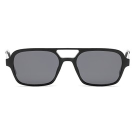 OSAGAMA Vintage Square Sunglasses for Women Men 70s Small Glasses Metal Frame, black/grey