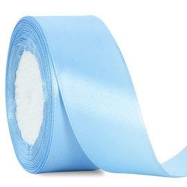 TONIFUL 4cmx22m Wide Light Blue Satin Ribbon Solid Fabric Ribbons for Wedding Car Decoration Chair Sash Crafts Gift Wrapping Cutting Ceremony Sewing Party Decoration