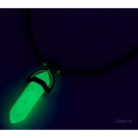 Claire’s Blue Green Glow In The Dark Mystical Gem Pendant Black Cord Necklace