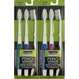 Dr. Collins Perio Toothbrush with Supersoft Bristles Colors May Vary (Pack of 6)