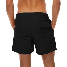 YSENTO Swimwear, Men's Surf Pants, Plain, Amphibious, Ocean Pants, Half Pants, Elastic Waist, Breathable, Quick Drying, Board Shorts, Beach Shorts, black (black 19-3911tcx),