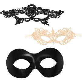 Oidea Masquerade Mask Set for Couples: 3 Pack Lace Venetian Mardi Gras Mask Costume Ball Prom Cosplay Party Mask for Women and Men