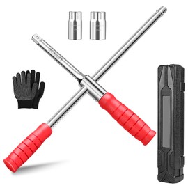 BCJCLTS Lug Wrench, Tire Wrench With 1/2-Inch Drive and 2PCS Standard Sockets (17 mm/19 mm, 21 mm/23 mm), Detachable Rapid Cross Lug Nut Wrench