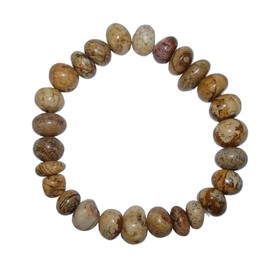 Strung Landscape Jasper Tumbled Gemstone Bracelet Eye Catching. Stretch Bracelet. (4002)