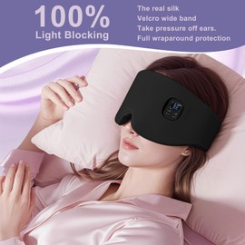 WellYoo100% Mulberry Silk Heated Eye Mask, Cordless Heated Eye Mask for Dry Eye, 4 Time Levels and 4 Temperature Settings, Visualized LED Screen, 1500mAh, Total Light Blocking