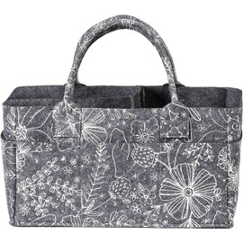 Sammy & Lou Diaper Caddy Organizer - Collapsible Tote Bag with Handles - Organizer for Diapers, Wipes & Baby Changing Supplies - Felt Storage Organizing Bin for Car, Desk, Nursery (Floral)