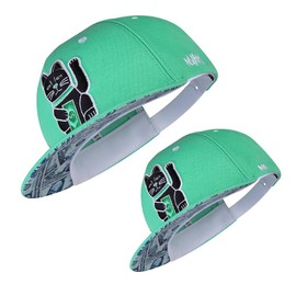 Nebelkind Snapback Cap Men Women Waving Cat One Size Adjustable Unisex Baseball Cap Trendy Streetwear Style Baseball Cap with Straight Peak Retro Green One Size Fits All