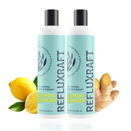 RefluxRaft Acid Reflux Therapy, Organic Alginate, Rapid & Long Lasting Gerd, LPR & Digestion Symptom Support, Zero Sugar, Gluten Free, Low Sodium, Lemon Ginger, 47 Gel Servings Per 8 OZ Bottle, 2 Pack