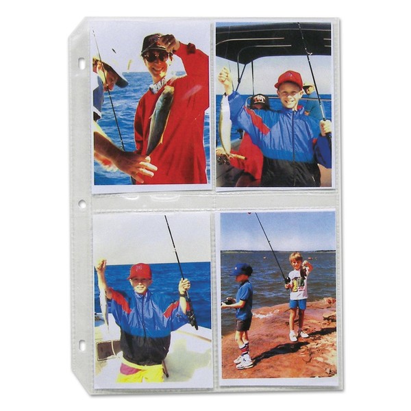 C-Line 52584 Clear Photo Pages for 8, 3-1/2 x 5 Photos, 3-Hole Punched, 11-1/4 x 8-1/8