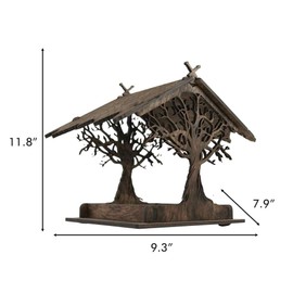 Chiyyak Bird Feeder Wooden Bird House Feeder Creative Bird Feeder Hanging Bird Feeder Dispenser Wild Birds Home Garden Yard Tree Decoration