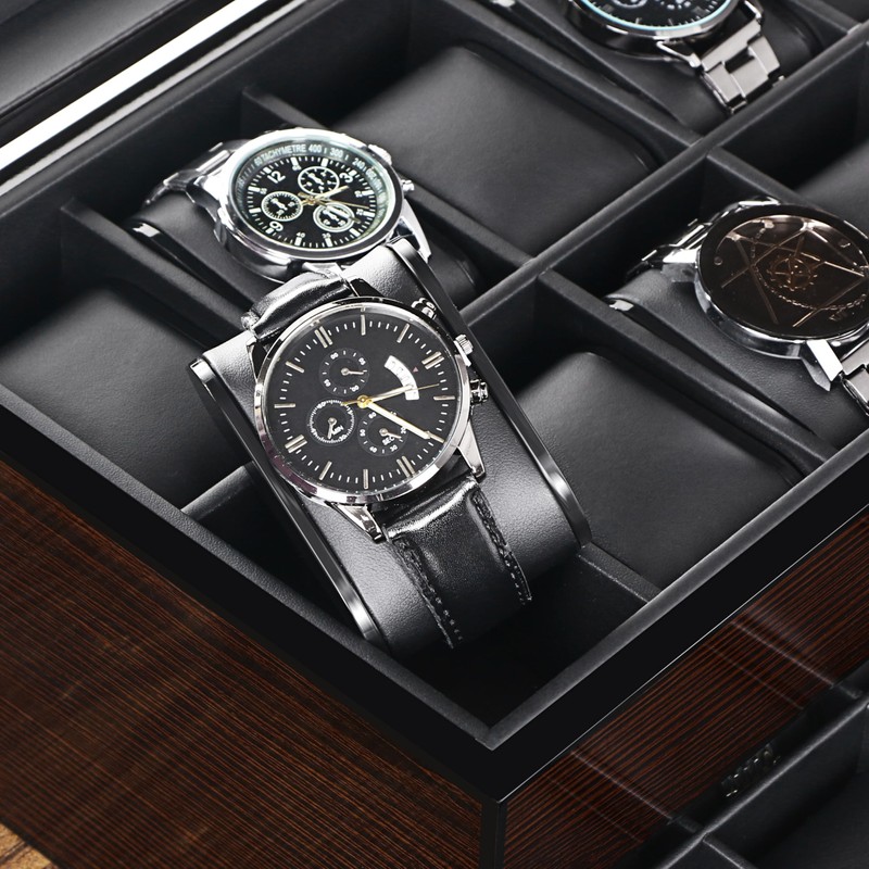 BEWISHOME High-End Watch Box, 20-Slot Watch Case with Large Glass