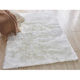 Home Decorators Collection Faux Sheepskin Area Rug, 5'X8', White