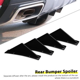 KEEPDSGN 4 piezas de difusor trasero para parachoques trasero, desfuzador universal para coche, aletas de tiburón, alerón curvado, divisor de alas, color negro brillante
