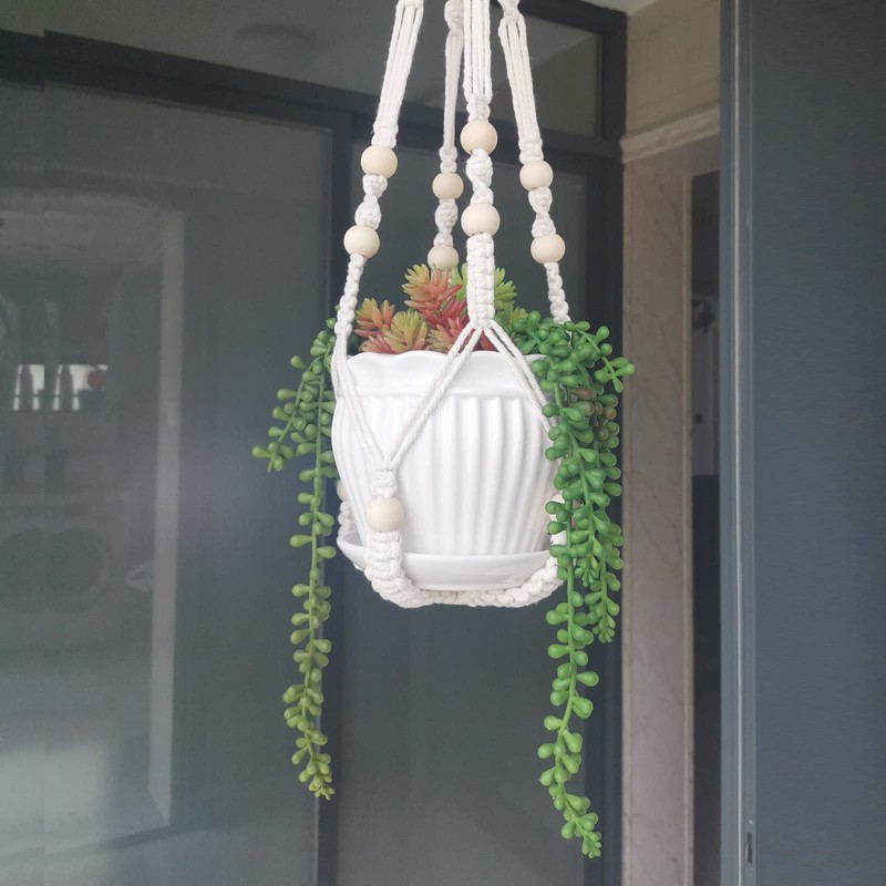 mivofo Macrame Plant Hanger 35", No Tassel Hanging Plant Holder,