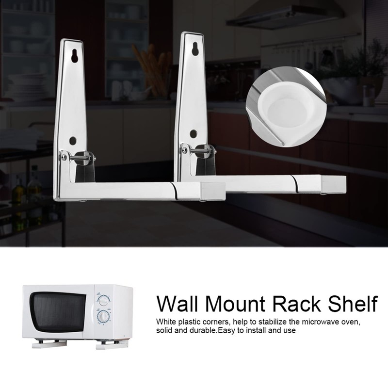 Wall Mount Rack Shelf, Stainless Steel Microwave Holder with Removable