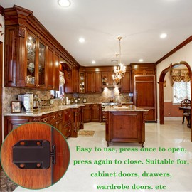 Cabinets Push Latch Cabinet & Furniture Door Catches Cabinet Latch Rebound Self-Locking Device Kitchen Closet Closing Door Catch Closer（4 pacs Brown）