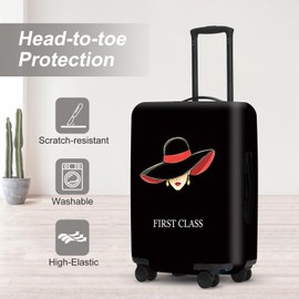 Fashion Women Silhouette Luggage Cover, Black & Red First Class Design Waterproof Suitcase Protector, Stylish Anti-Scratch Travel Case