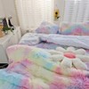 chovy Faux Fur Plush Tie-Dyed Pink Comforter Sets King -