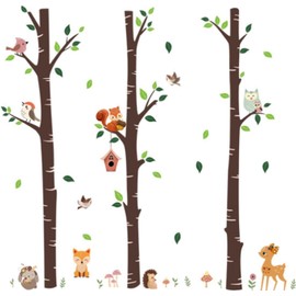 Pegatinas de dibujos animados de bosque de ciervos MITEGELO pegatinas de vinil decorativos pared para niños de bricolaje, adecuadas para los dormitorios de recamara niña y niños.