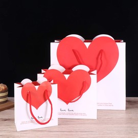 BESTOYARD Handbag, Paper Bag, Heart Shape, Gift Bag, Wrapping Bag, Cute, Gift Bag, Valentine's Day, Birthday, Set of 3