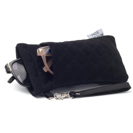 Face Shadow Double Glasses Case Soft Eyeglass Case For Women Men Squeeze Top Sunglasses Case With Cleaning Cloth