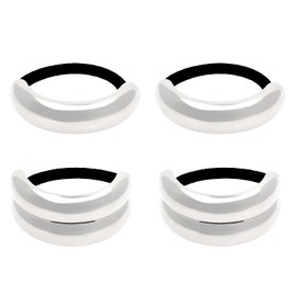 Penta Angel Metal Hair Ties 4PCs Decorative Ponytail Cuff Holders Elastic Hair Bands Accessories for Women Girls Thin Thick Hair (Silver)