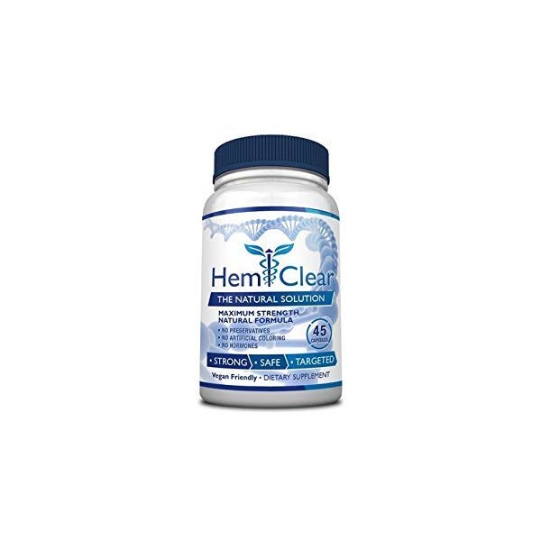 HemClear for Hemorrhoids - Vegan, 100% Natural Formula for Hemorrhoid Relief & Vascular Health - Maximum Strength 1 Bottle