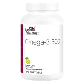 Bariatric Advantage Bariatric Advantage Omega-3 300 EPA DHA Fish Oil Capsules, Concentrated Source of Fatty Acids from Sustainably Sourced Cold Water Fish - Lemon Lime, 270 Softgels