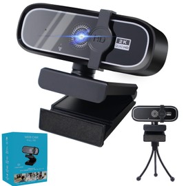 Cmara Web 2K con Micrfono, Enfoque Automtico, Plug and Play, Cubierta de Privacidad, USB para PCMacLaptop, para Transmisin en Vivo, Videollamadas,... 