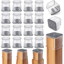 24 Piezas Protectores para Patas de sillas, Cuadrado Silicona Antideslizantes para Muebles，Protección el Suelos Duros，Almohadilla de Fieltro，Grande(Ajuste 27-40mm)